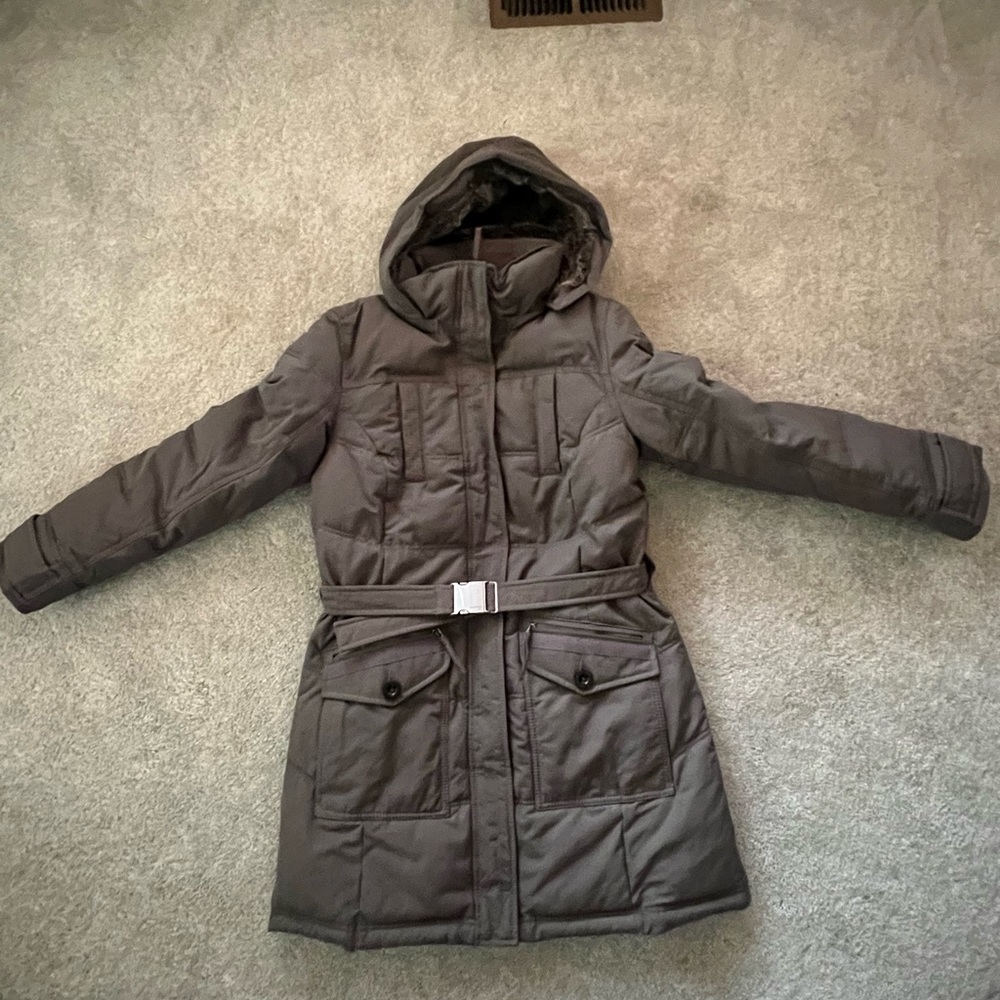 S. Oliver Belted Quilted Padded Puffer Jacket with Fur Hood